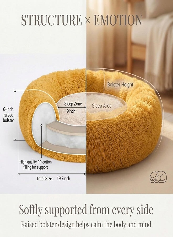 nononfish Calming Donut Dogs Beds for Small Dogs Washable,19inch Fluffy Round Puppy Bed for Puppies,Cats & Toy Breeds with Raised Rim,Fits up to 15 lbs Pets,Orange - Image 4