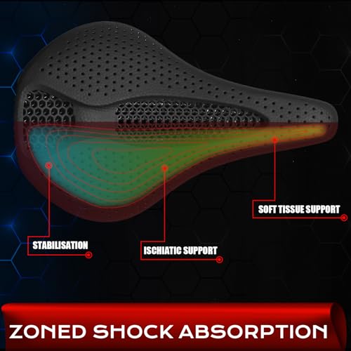 BUCKLOS 3D Printed Bike Saddle Bike Seat Mountain Road Comfortable Bicycle Cushion,Fit for MTB BMX XC Gravel Bikes Road Bikes - Image 3