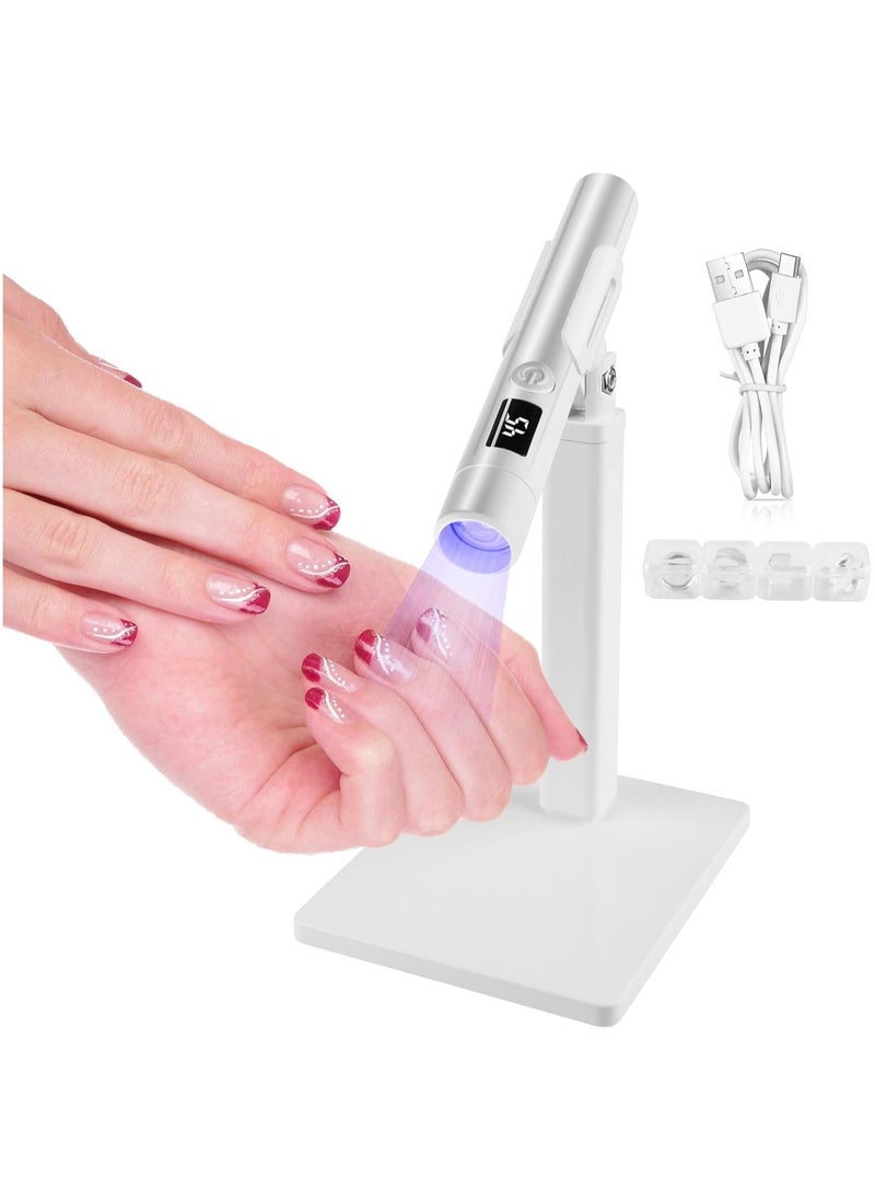Folanry UV Lamp for Nails, Rechargeable Portable Small Nail Lamp, Nail Dryer for Gel Nail Polish, with Stand, 20s/60s Timing Modes, for Curing Nail Glue & Nail Tips,With LED Display  - Image 1