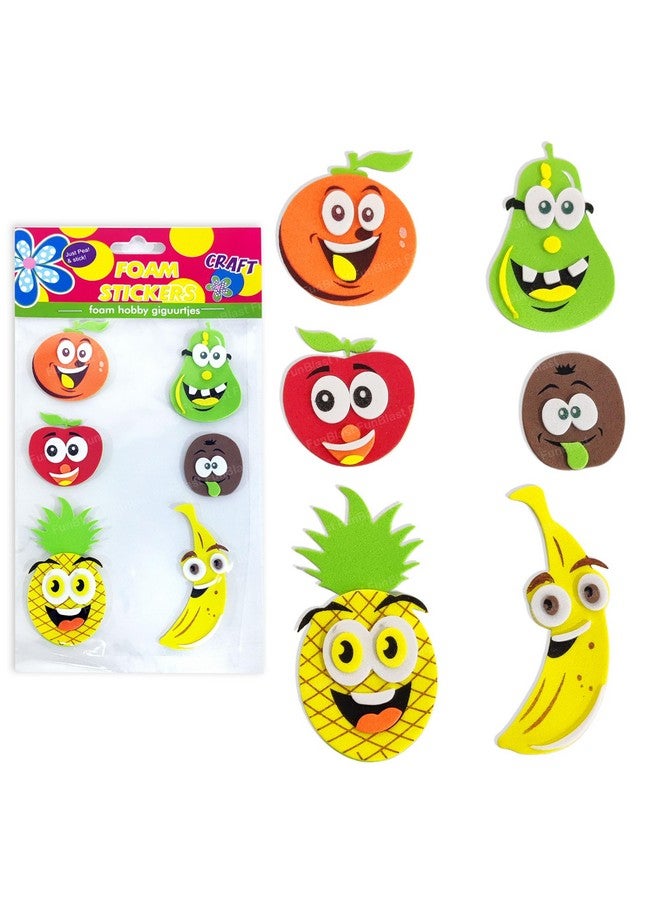FunBlast Foam Stickers - 3D Self Adhesive Puffy Stickers for Kids, Fruits Theme Stickers for Art and Craft Work, Scrap Booking, Decoration, Project Work for Kids - Multicolor - Image 1
