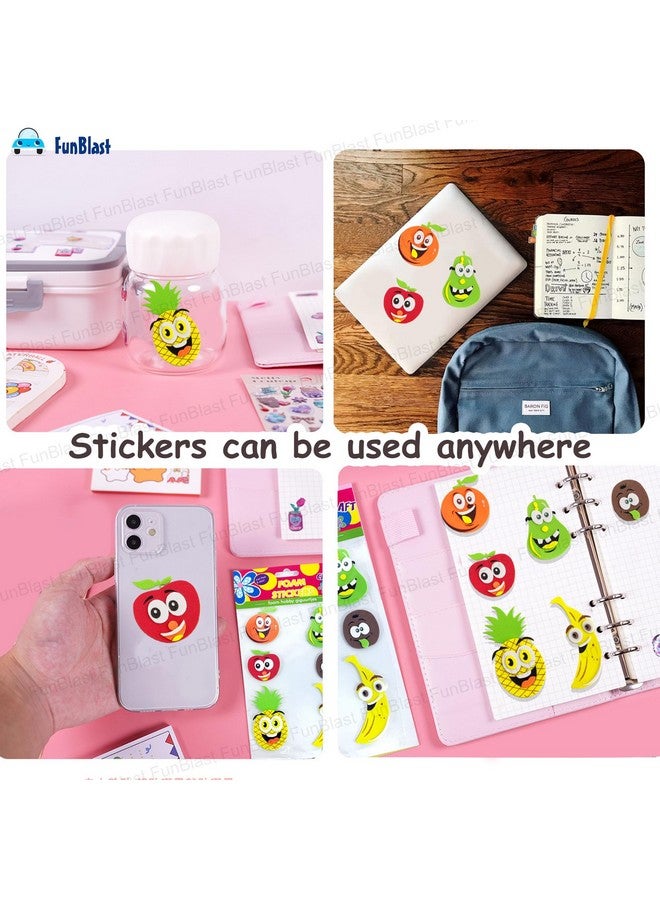FunBlast Foam Stickers - 3D Self Adhesive Puffy Stickers for Kids, Fruits Theme Stickers for Art and Craft Work, Scrap Booking, Decoration, Project Work for Kids - Multicolor - Image 2