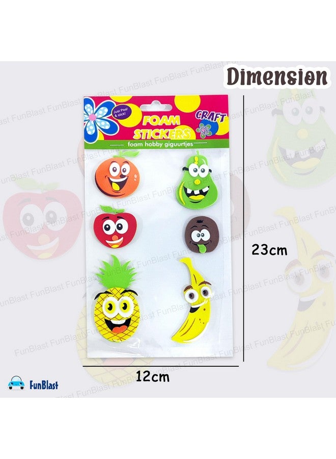 FunBlast Foam Stickers - 3D Self Adhesive Puffy Stickers for Kids, Fruits Theme Stickers for Art and Craft Work, Scrap Booking, Decoration, Project Work for Kids - Multicolor - Image 3