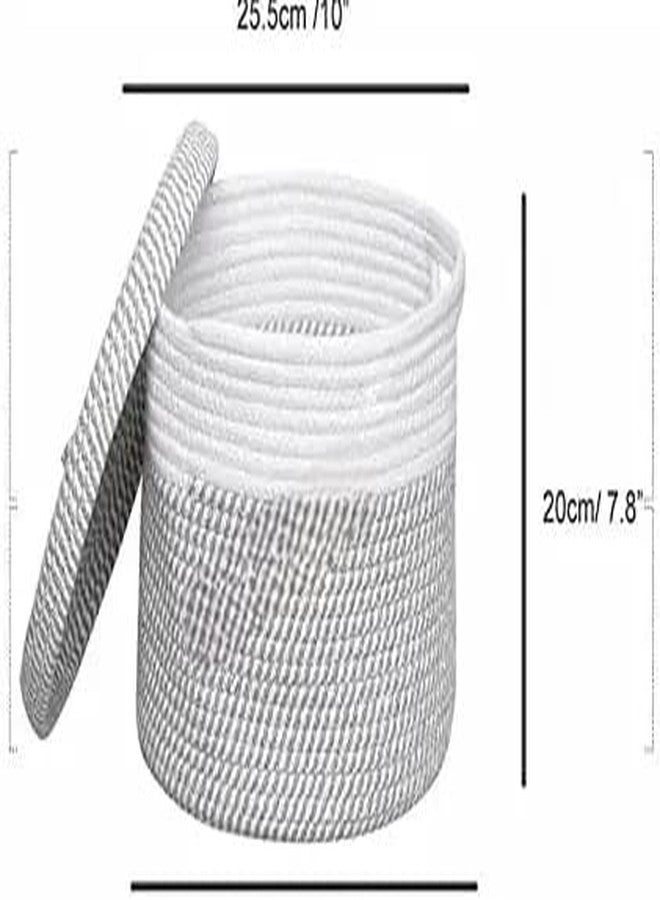 Gleckn Mini Rope Laundry Storage Cotton Basket Woven Bag Hamper Baby Nursery Bucket Organizer For Kids Toys,Fruits,Gifts,Living Room,Bathroom,Kitchen,Office Set,Shelfs (Grey, 10X8 Inches) - Image 3