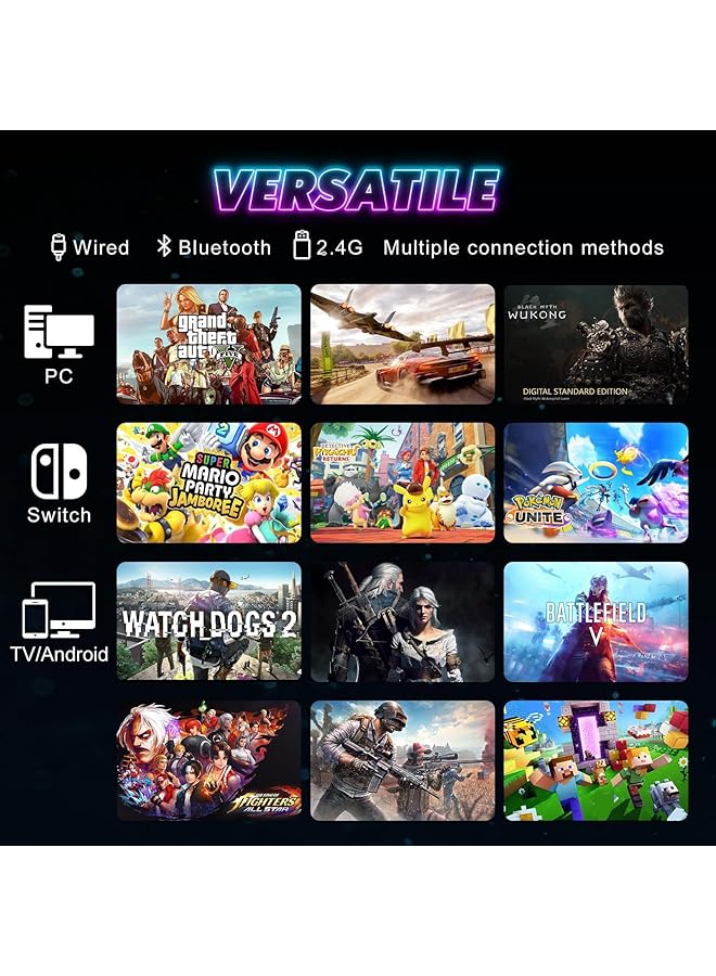 KASTWAVE 2 Pack Rgb Wireless Pc Switch Controller For Switch Lite Oled/Pc Steam/Android Bluetooth Controller With Hall Effect Joysticks/Back Buttons No Stick Drift No Dead Zone Includes Usb Adapter  - Image 3
