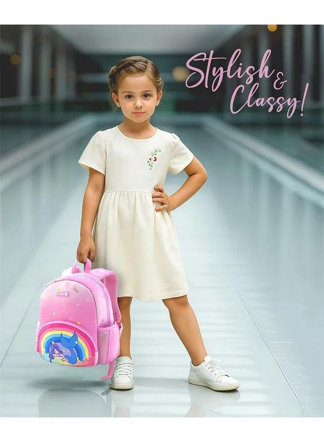 Bonfino Bonfino Mermaid School Bag, Ergonomic Support, Mesh Back Panel, Adjustable Padded Straps, 6 Years+, Pink - 12 Inches