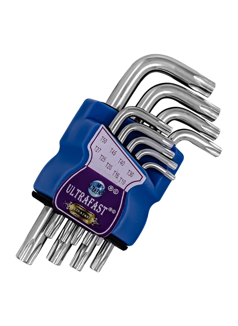 ULTRAFAST ULTRAFAST 9Piece Torx Key Set Short Arm Allen Wrench keys Chrome Vanadium Steel for Furniture Assembly Bicycle Repair Tightening Loosening T10 T15 T20 T25 T27 T30 T40 T45 T50  - Image 1