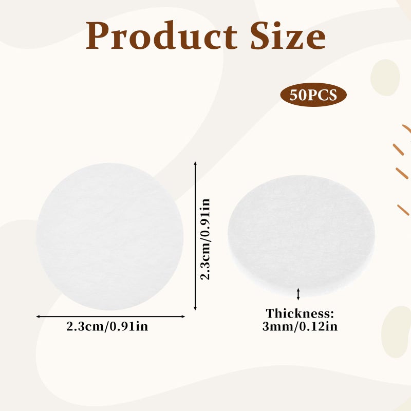 SynHHergyx Diffuser Refill Pads, 50 Pcs 1 Inch Round Essential Oil Diffuser Pad Mini Microfibre Air Filter Scent Pads Unscented Pad for Humidifier Air Purifier Home Car Plug in Diffuser-Refill (White) - Image 2