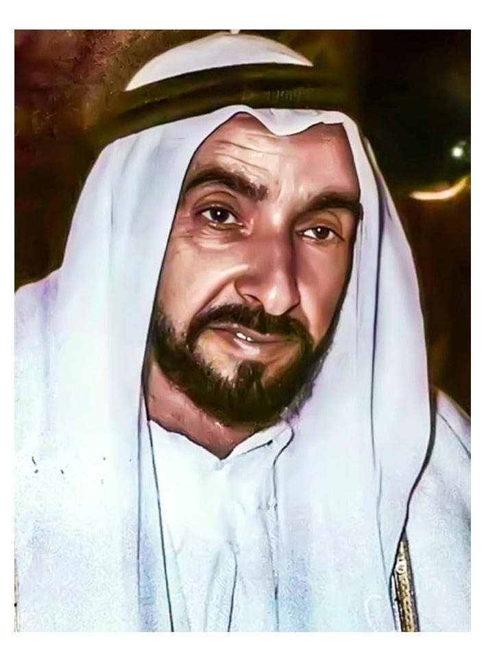 طقم رسم بالألماس خماسي الأبعاد، مناسب للأطفال والكبار، لتزيين الجدران، تصميم  لصاحب السمو الشيخ زايد بن سلطان آل نهيان، ألماس أكريليك، قماش لاصق بإطار خشبي، طقم فني مريح، 40 سم × 50 سم - Image 2