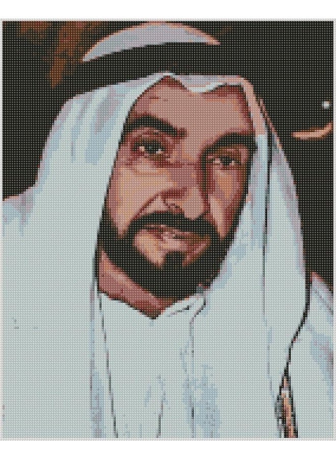 طقم رسم بالألماس خماسي الأبعاد، مناسب للأطفال والكبار، لتزيين الجدران، تصميم  لصاحب السمو الشيخ زايد بن سلطان آل نهيان، ألماس أكريليك، قماش لاصق بإطار خشبي، طقم فني مريح، 40 سم × 50 سم - Image 3
