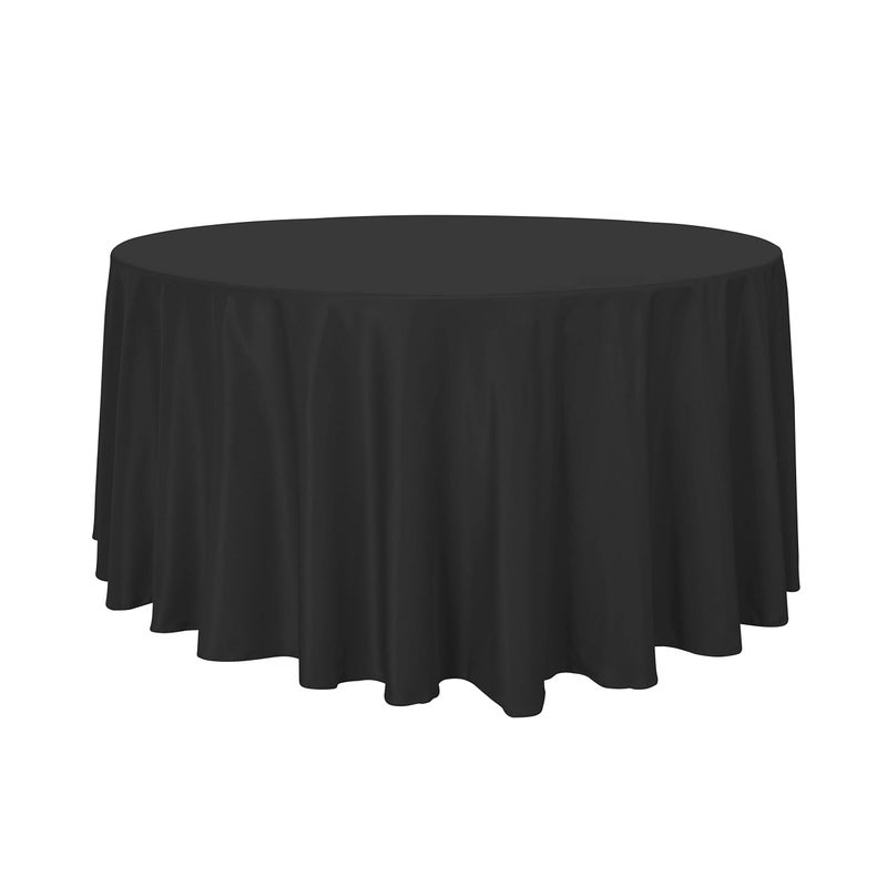 sancua Round Tablecloth  120 Inch  Water Resistant Spill Proof Washable Polyester Table Cloth Decorative Fabric Table Cover for Dining Tables Buffet Parties and Camping Black