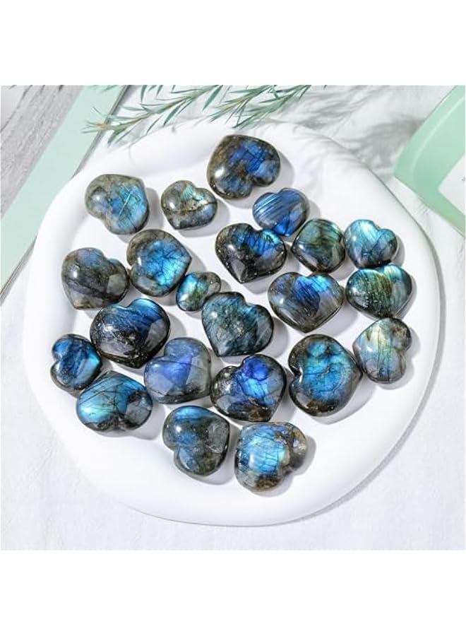 Generic Crystal Palm Heart Labradorite - Labradorite Crystals Heart Gemstone Healing | Mineral Reiki Pocket Crystal Tumble Collection | Heart Shape Puff Stones for Good Luck Charm Meditation Gift, 1  - Image 2