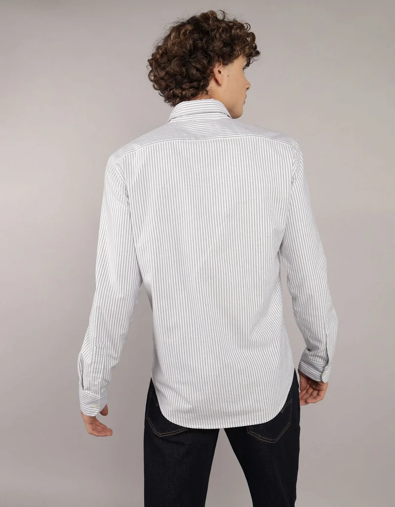 American Eagle AE Everyday Striped Oxford Button-Up Shirt