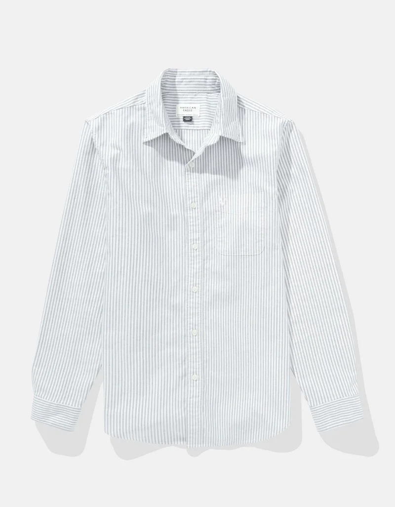 American Eagle  AE Everyday Striped Oxford Button-Up Shirt for Men | Best Price UAE
