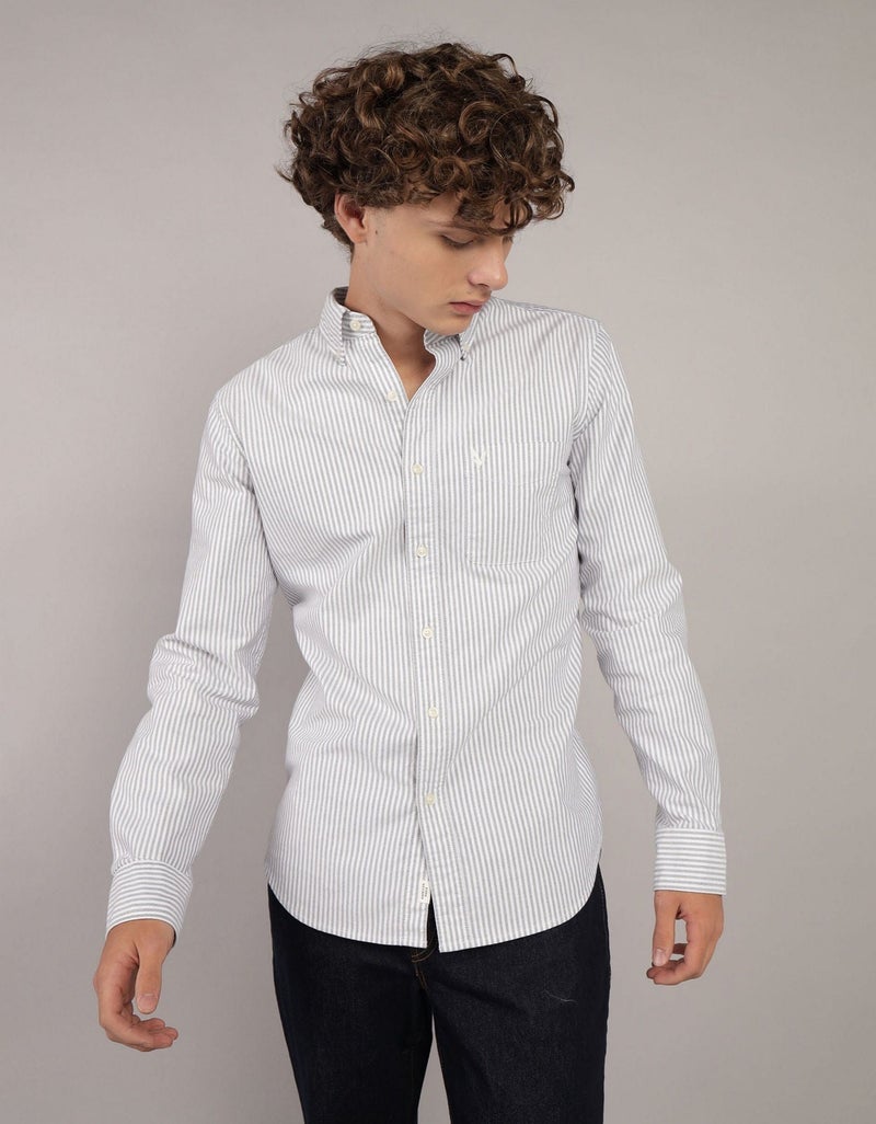 American Eagle AE Everyday Striped Oxford Button-Up Shirt - Image 3