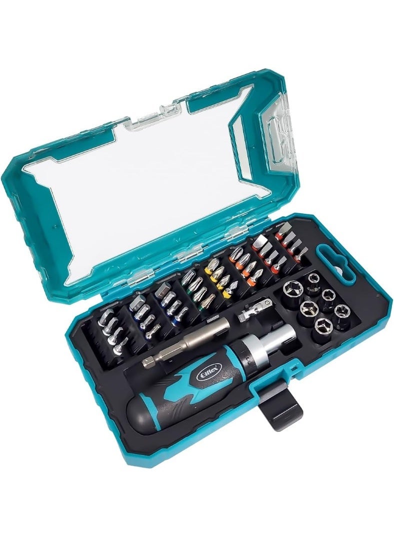 Giffex 41PCS Ratchet & Bit Tool Set – Includes Magnetic Bit Holder, 6 Sockets, and 32 Color-Coded Bits – Ideal for DIY & Professional Use - Image 1