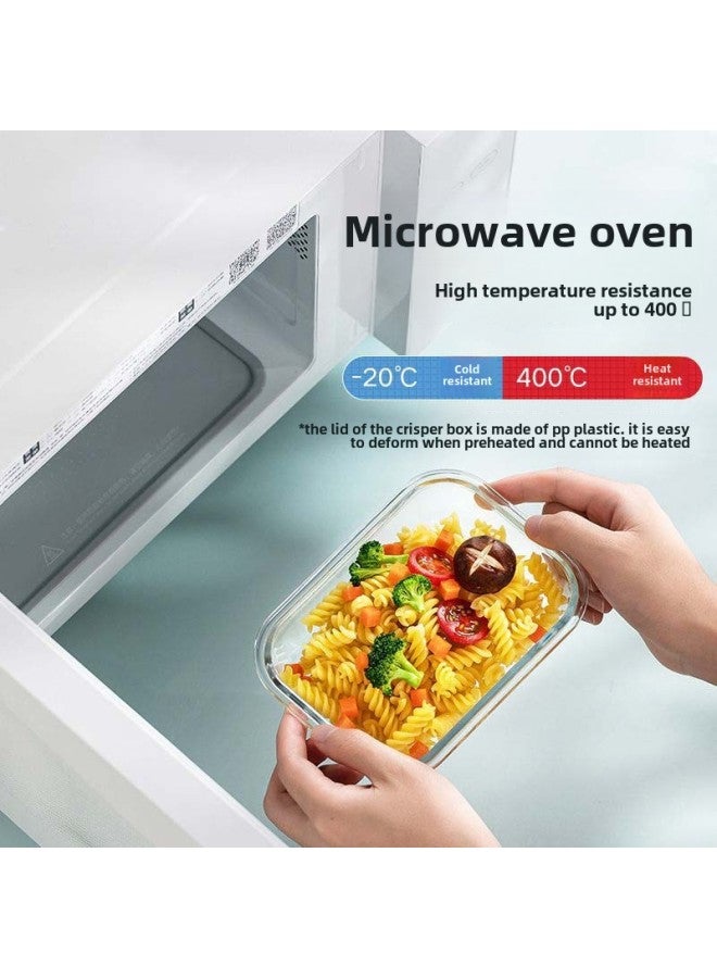 Refrigerator Special Glass Lunch Box Microwave Oven Products Household Kitchen Crisper Food Grade Lunch Box Student Lunch Box-Specifications:Car Chrysanthemum Blue (home Minimalist)-Color:(Without Separation) Rectangular 1040ml + Bear Meal Bag  - Image 5