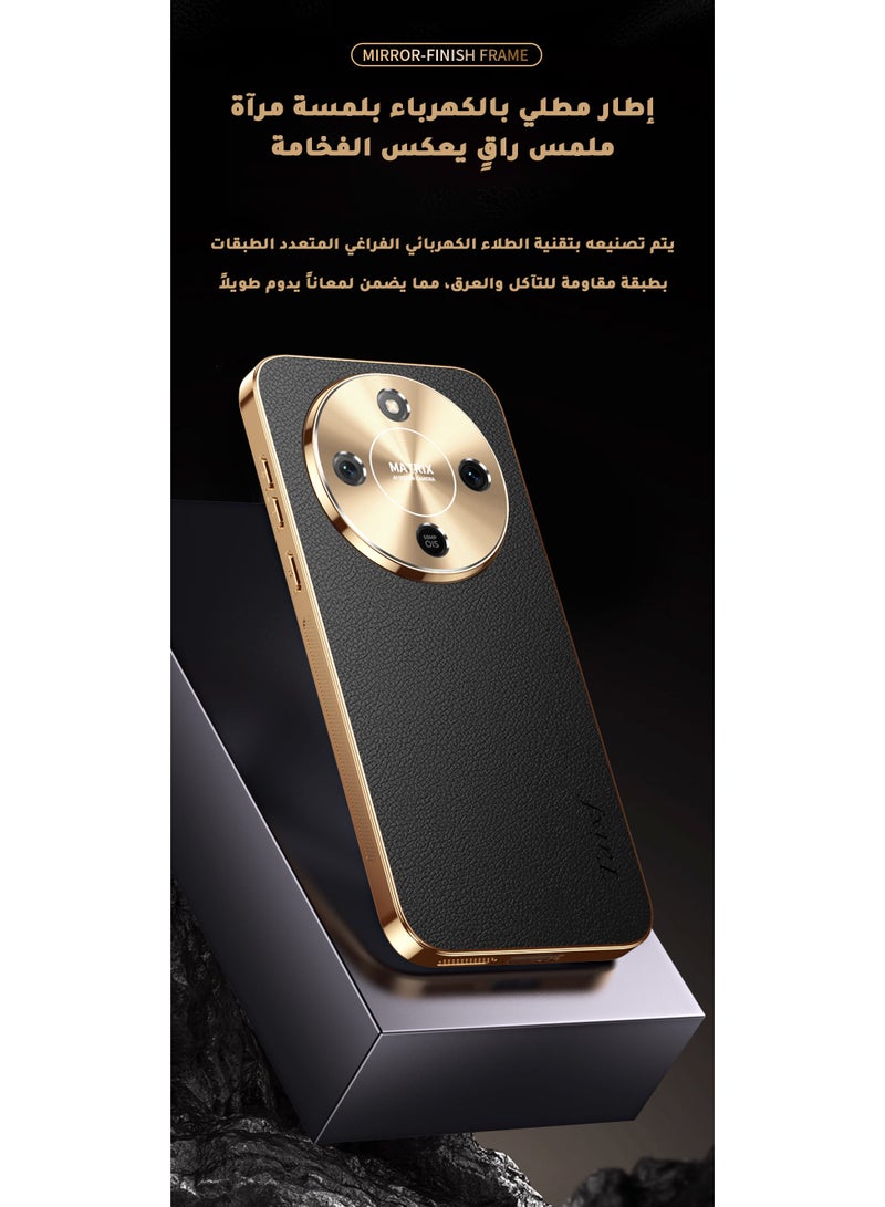 Luxury Leather Case for Honor X9d 5G and Honor X70 Premium Textured TPU Shockproof Cover with Gold Electroplated Alloy Camera Lens Protector & Anti-Scratch Non-Slip Frame (Blue) - Image 5