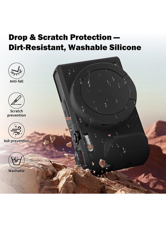 Wffo Silicone Case with a Tempered Glass Screen Protectorfor Canon Powershot G7 X Mark III Digital Camera Soft Silicone Protective Cover with Removable Lens Cover Anti Slip Anti Scratch Black - Image 4
