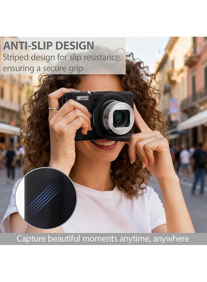 Wffo Silicone Case with a Tempered Glass Screen Protectorfor Canon Powershot G7 X Mark III Digital Camera Soft Silicone Protective Cover with Removable Lens Cover Anti Slip Anti Scratch Black - Image 5