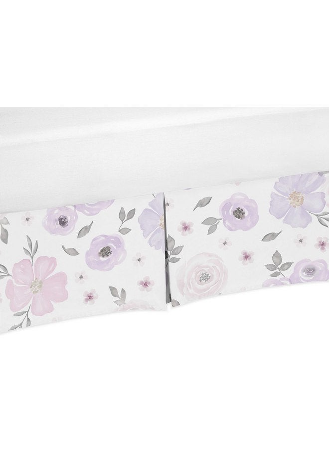 Sweet Jojo Designs Sweet Jojo Designs Lavender Purple, Pink, Grey and White Girl Pleated Crib Bed Skirt Dust Ruffle for Watercolor Floral Collection - Rose Flower 