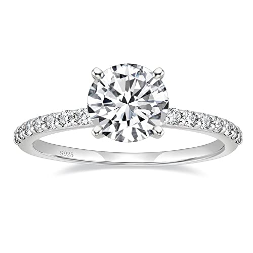 EAMTI 925 Sterling Silver 1.25 CT Round Solitaire Cubic Zirconia Engagement Ring Halo Promise Ring Size 11 - Image 1