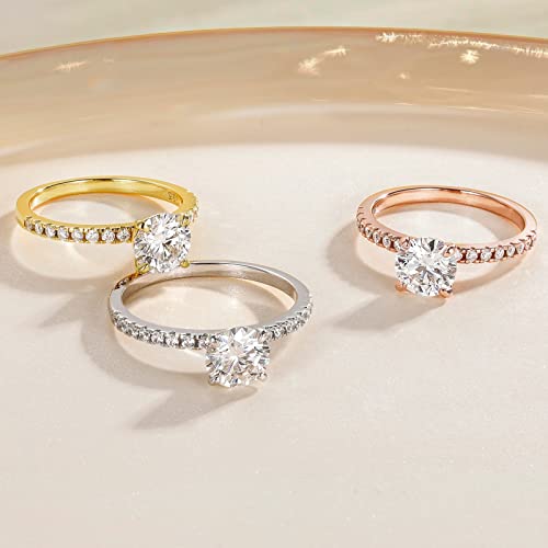 EAMTI 925 Sterling Silver 1.25 CT Round Solitaire Cubic Zirconia Engagement Ring Halo Promise Ring Size 11 - Image 2