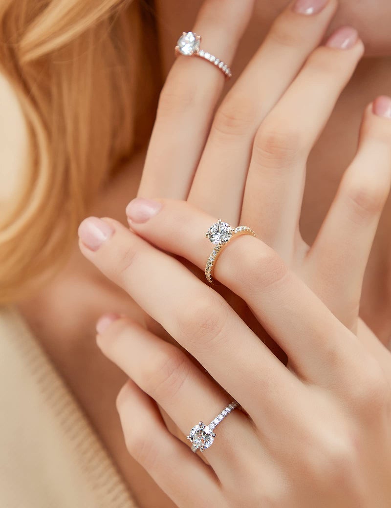 EAMTI 925 Sterling Silver 1.25 CT Round Solitaire Cubic Zirconia Engagement Ring Halo Promise Ring Size 11 - Image 5