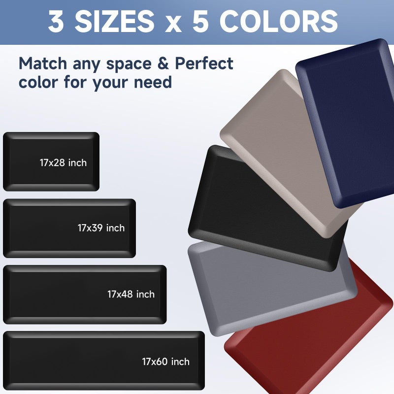 StepRite 4/5 Inch Thick Kitchen Mat Anti Fatigue Mat Kitchen Rugs Kitchen Decor Non-Slip, Stain Resistant, Waterproof Kitchen Mats Desk Mat for Kitchen, Office, Workshop, Black, 17'' x 60'' - Image 4