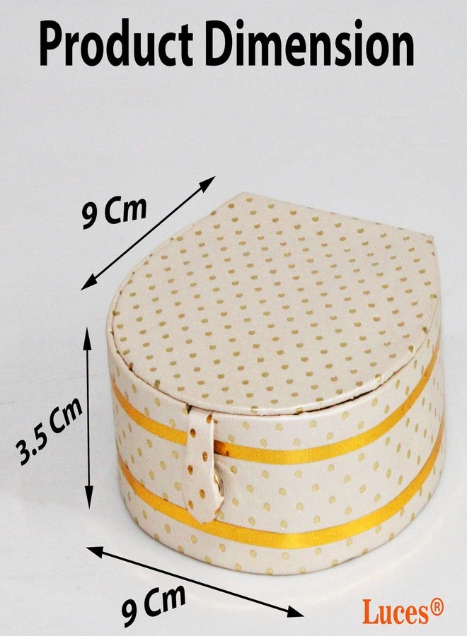 LUCES PU Leather Bangle Bracelet Jewellery Storage Box Ring Earrings Necklace Wardrobe Organizer for Wedding Engagment Valentine's Day Pack of 6 Cream - Image 4