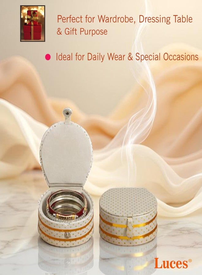 LUCES PU Leather Bangle Bracelet Jewellery Storage Box Ring Earrings Necklace Wardrobe Organizer for Wedding Engagment Valentine's Day Pack of 6 Cream - Image 2