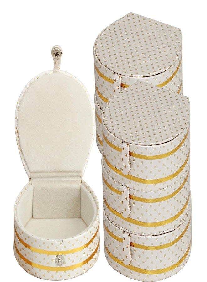 LUCES PU Leather Bangle Bracelet Jewellery Storage Box Ring Earrings Necklace Wardrobe Organizer for Wedding Engagment Valentine's Day Pack of 6 Cream - Image 1