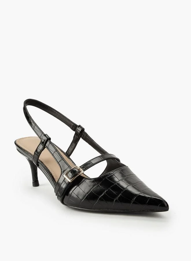 Flora Bella By Shoexpress Black Women Buckle Accent Slingback Shoes for Women | Best Price UAE