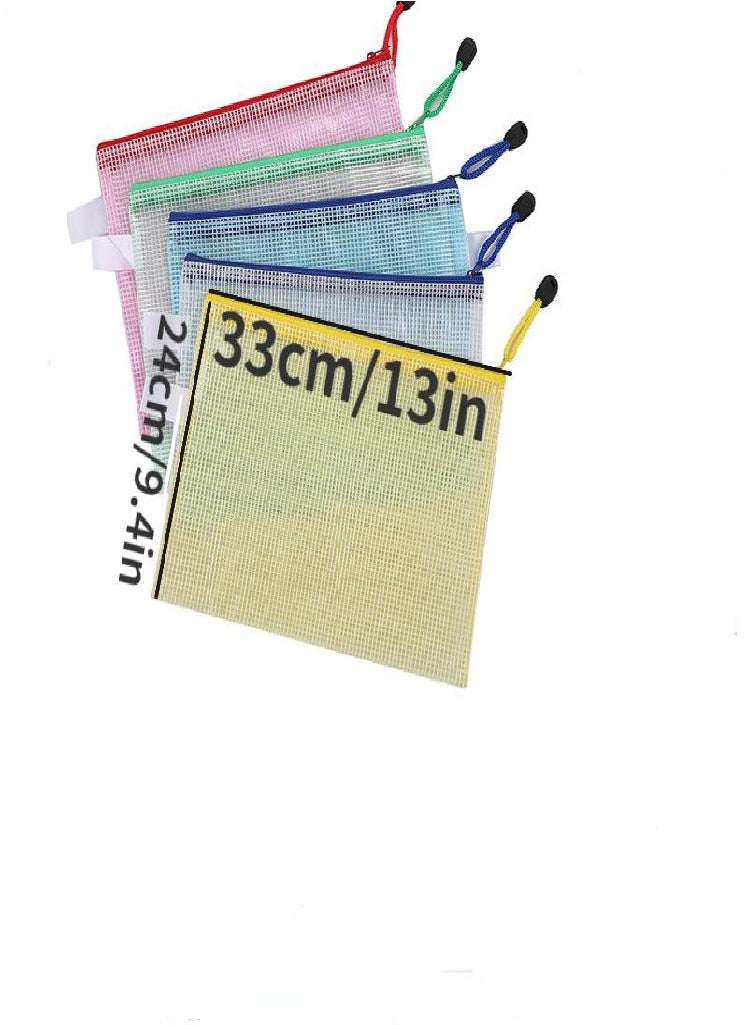 Eckek - A4 Grid Zippered File Bag, Creative Student Stationery Waterproof Pen Bag, Transparent Office Information Bag, and Bill Storage Bag - Image 1
