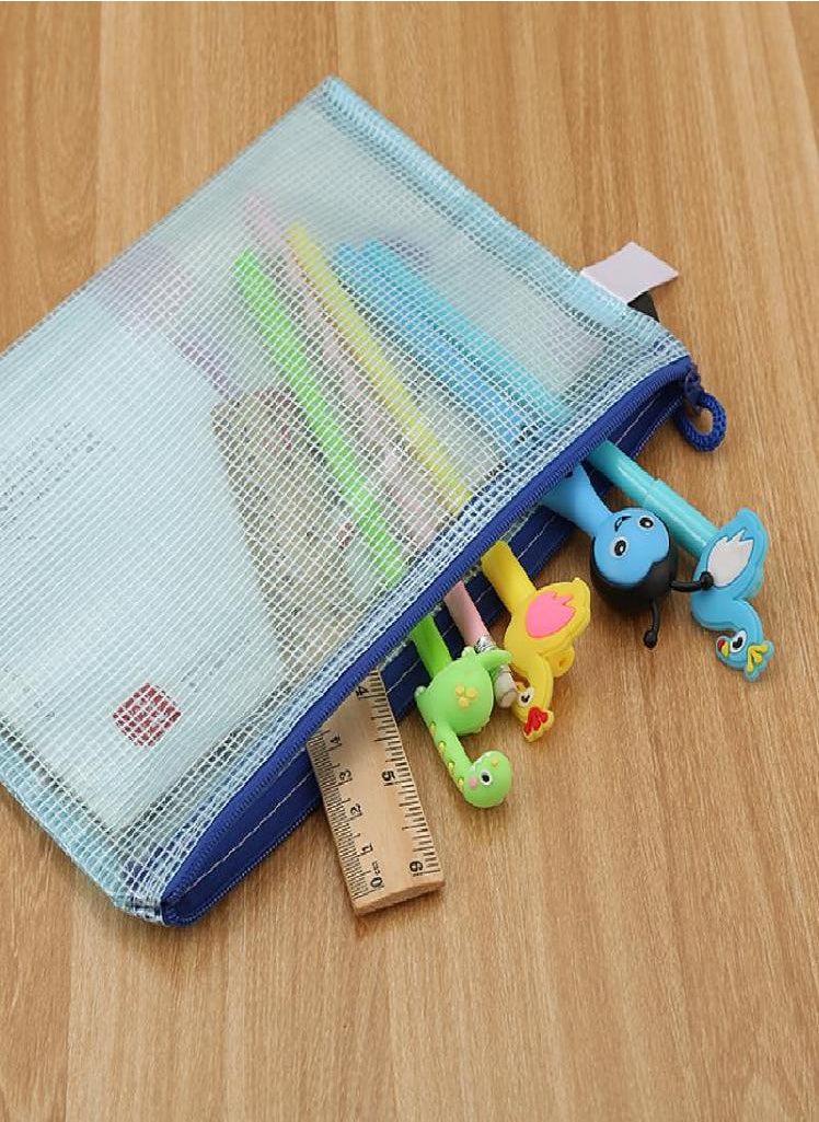 Eckek - A4 Grid Zippered File Bag, Creative Student Stationery Waterproof Pen Bag, Transparent Office Information Bag, and Bill Storage Bag - Image 1