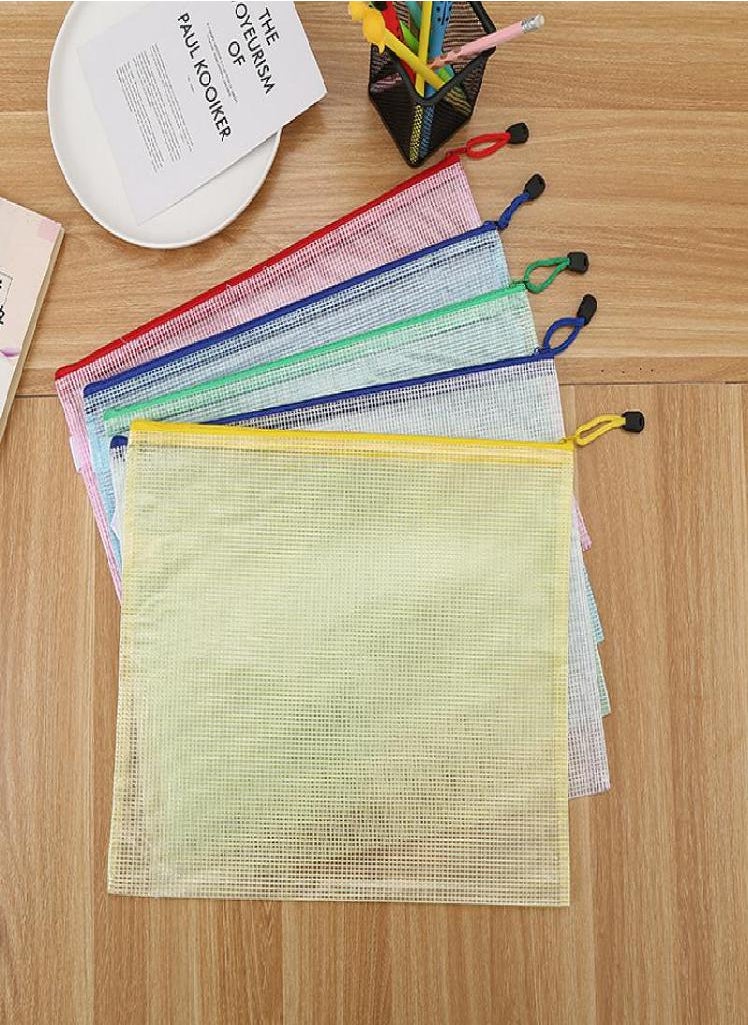 Eckek - A4 Grid Zippered File Bag, Creative Student Stationery Waterproof Pen Bag, Transparent Office Information Bag, and Bill Storage Bag - Image 1