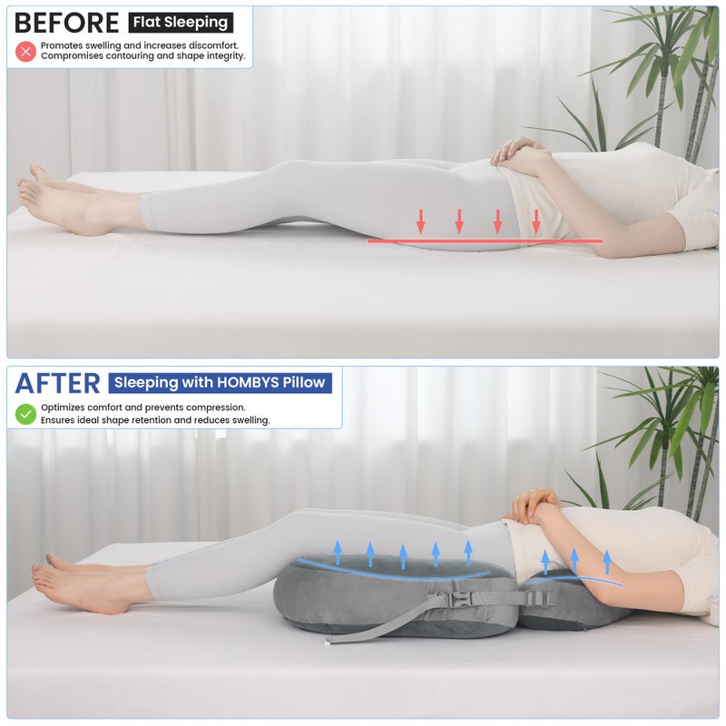 HOMBYS Adjustable BBL Pillow After Surgery with Lumbar Support, Brazilian Butt Lift Pillow Pad, Multi-Purpose Post Recovery Seat Cushion for Sitting, Sleeping, Driving, Washable Cover for Women - Image 3