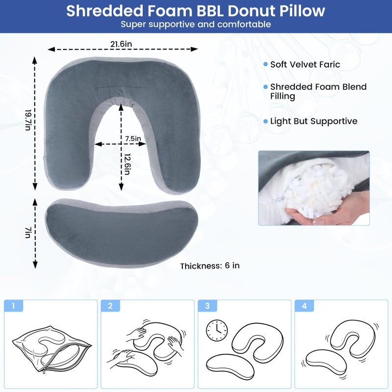 HOMBYS Adjustable BBL Pillow After Surgery with Lumbar Support, Brazilian Butt Lift Pillow Pad, Multi-Purpose Post Recovery Seat Cushion for Sitting, Sleeping, Driving, Washable Cover for Women - Image 2