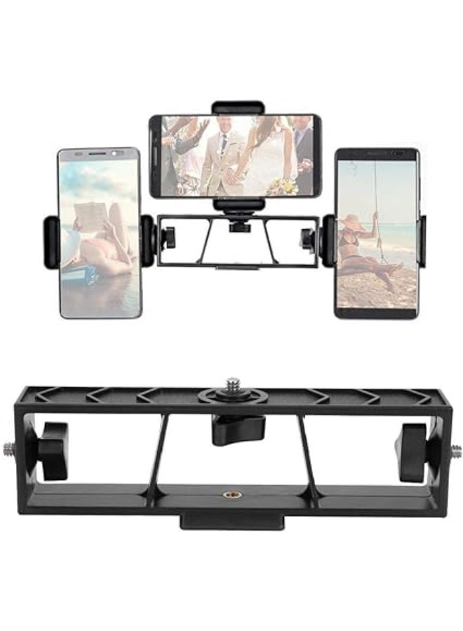 Topiky 3 in 1 Phone Extension Bracket,Portable 360º Rotation Adjustable Triple Multi-function Live Broadcast Extened Mount Smartphone Camera Holder Stand for Tripod,LED Light, Microphone,Slider - Image 1