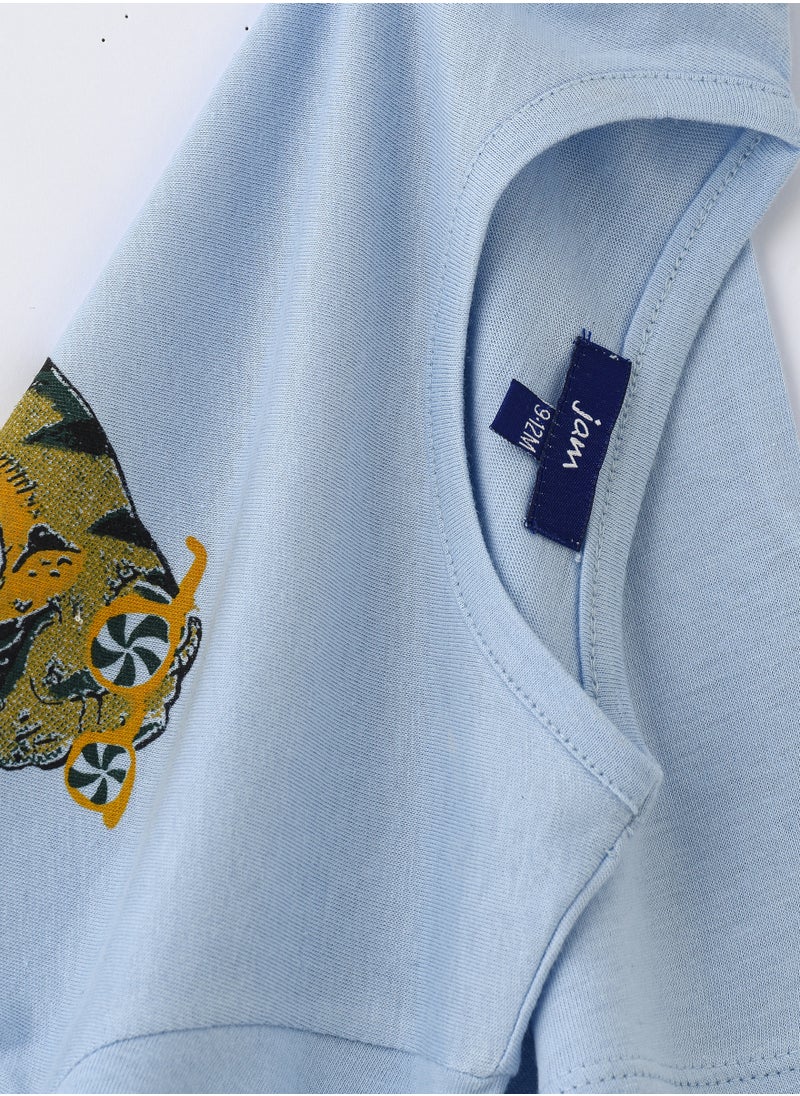 JAM Boys' Blue Dinosaur Graphic Cotton T-Shirt  - Image 3