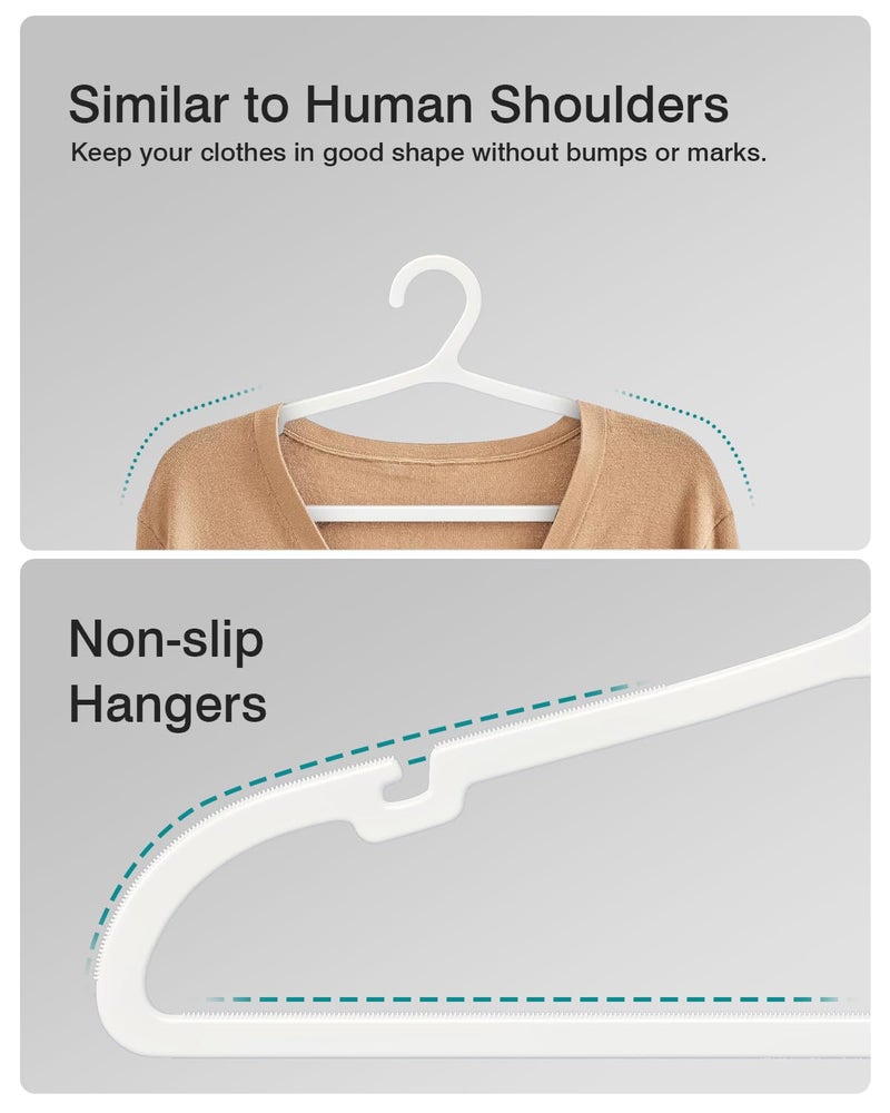 ABHENG 100 Pack Clothes Hangers, Non Slip Plastic Coat Hangers, Space Saving Hangers, Heavy Duty, Hanging Dry Wet Clothes, 16.4" x 8.3", White, UAPY05100W - Image 4