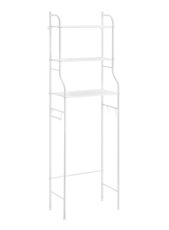 LAWAZIM Toilet Rack-White-Modern Design Space Saving Rust Resistant Steel Over the Toilet Freestanding Storage, Bathroom Rack with Shelves and Two Hanging Hooks for organizing cosmetics and toiletries - Image 4