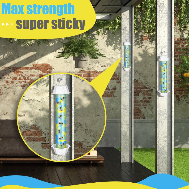 Qualirey 12 Pcs Sticky Fly Trap Fly Stick with Hanging Hook Adhesive Mosquito Catcher for Indoor Outdoor Trap Houseflies and Flying Insects Bee Wasp Moth Fly, 10.2 x 2.5 Inch - Image 5