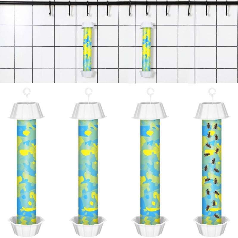 Qualirey 12 Pcs Sticky Fly Trap Fly Stick with Hanging Hook Adhesive Mosquito Catcher for Indoor Outdoor Trap Houseflies and Flying Insects Bee Wasp Moth Fly, 10.2 x 2.5 Inch - Image 1