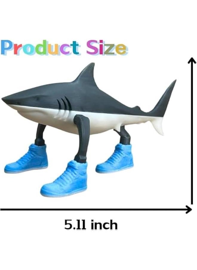 Tralalero Tralala Desk Decor, Funny Italian Brainrot Meme Shark Figurines, Tung Tung Tung Sahur Figure, Creative 3D Printed Shark in Sneakers Statue, Collectible Figurine Gifts for Fans (Blue)