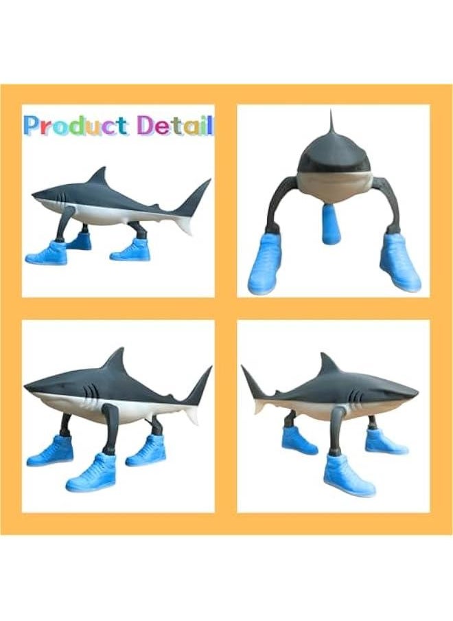 Tralalero Tralala Desk Decor, Funny Italian Brainrot Meme Shark Figurines, Tung Tung Tung Sahur Figure, Creative 3D Printed Shark in Sneakers Statue, Collectible Figurine Gifts for Fans (Blue)