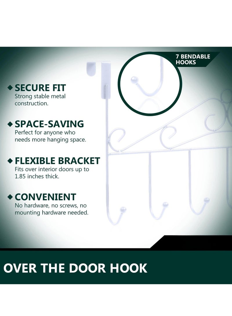 Over The Door Hooks Over The Door Towel Rack with 7 Coat Hooks for Hats Coats Towels Jackets Bags on Back of Bathroom Bedroom Closet Doors  - Image 4