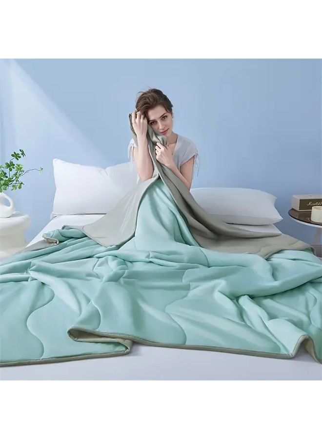 Ultra Soft Cooling Blanket Blue Quilted Design Breathable Machine Washable Summer Bedspread For Single Or Double Beds Perfect Gift All Seasons Bedding Bed Cover - Image 5