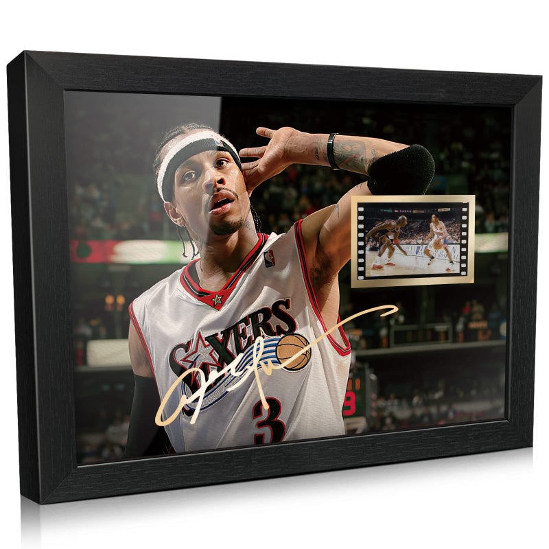 ORIMAMI Signed Basketball Player Allen Ezail Iverson Poster Framed Photo Gift 8x6 Inches with 1x35mm Film Mini Cell DisplayGifts for Allen Ezail Iverson Fans - Image 2