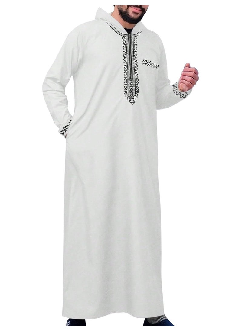 Generic - Men's Muslim Middle Arab Casual Long Sleeve Loose Hood Big and Tall Long Gown Dress Muslim Kaftan Thobe - Image 1