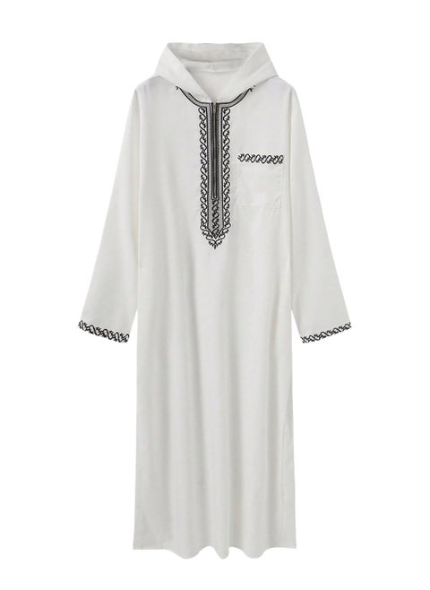 Men's Muslim Middle Arab Casual Long Sleeve Loose Hood Big and Tall Long Gown Dress Muslim Kaftan Thobe